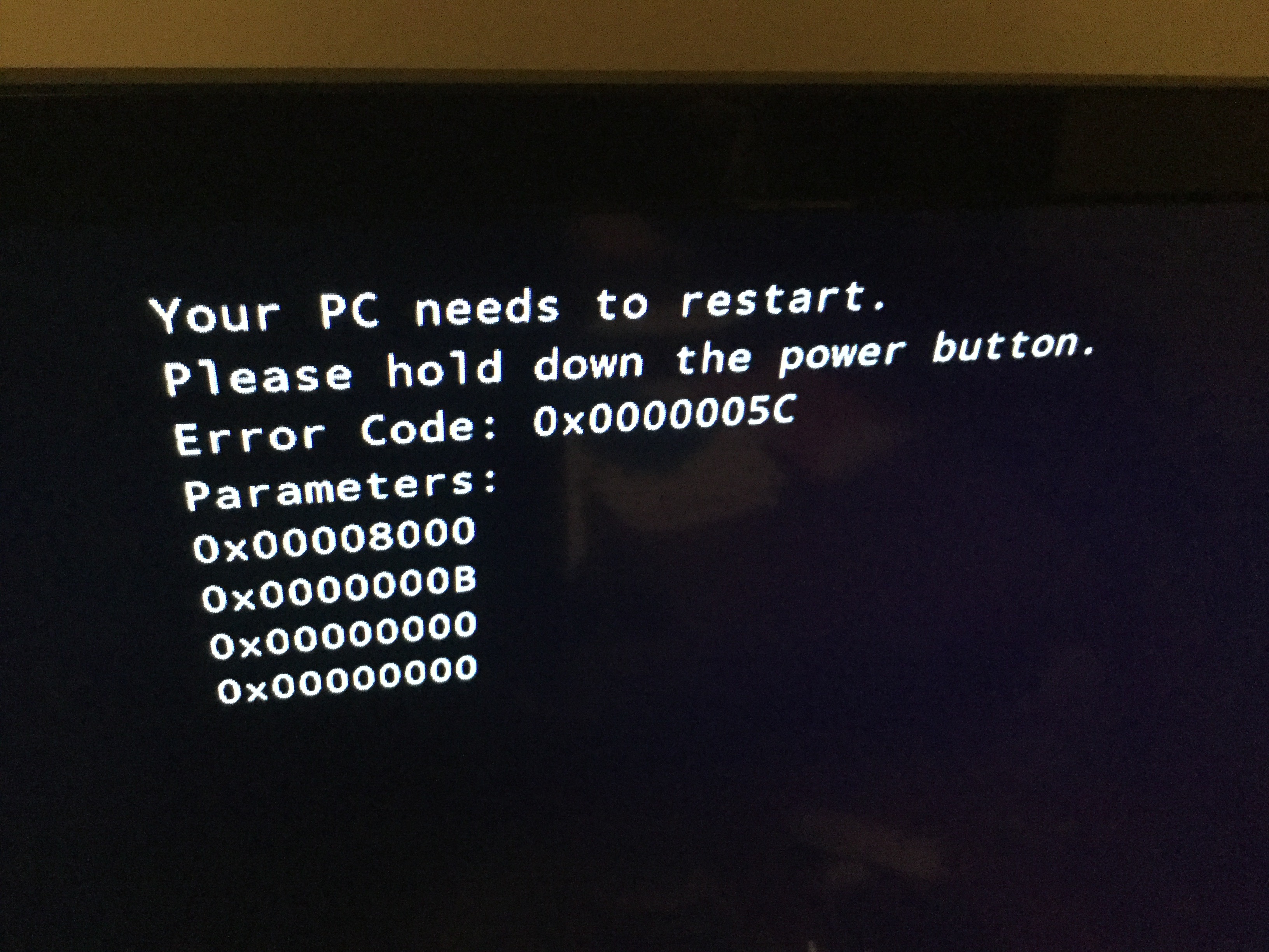 0x5C crash (likely a firmware issue)