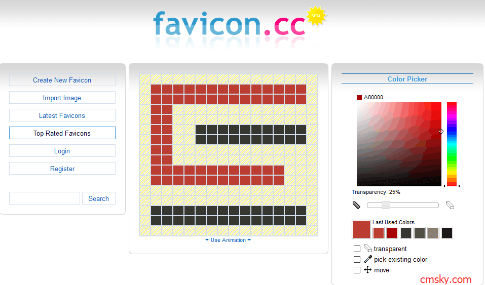 在线编辑favicon的网站 favicon.cc