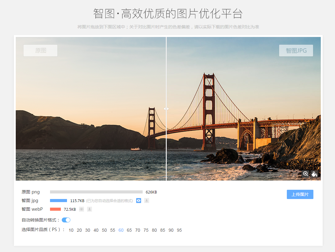 智图：webp格式的在线图片压缩优化工具