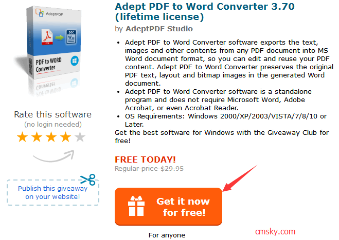 [限时免费]Adept PDF to Word Converter �C PDF转Word工具